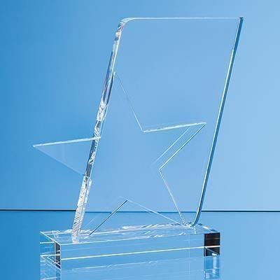 Branded Promotional 15CM OPTICAL CRYSTAL MOUNTED ANGLED STAR AWARD Award From Concept Incentives.
