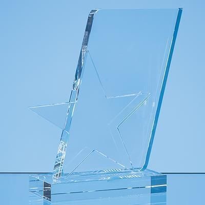Branded Promotional 18CM OPTICAL CRYSTAL MOUNTED ANGLED STAR AWARD Award From Concept Incentives.