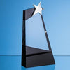 Branded Promotional 26CM CLEAR TRANSPARENT & ONYX BLACK OPTICAL CRYSTAL SLOPE AWARD with Silver Star Award From Concept Incentives.