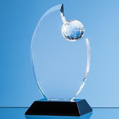 Branded Promotional 17CM OPTICAL CRYSTAL GLOBE AWARD Award From Concept Incentives.