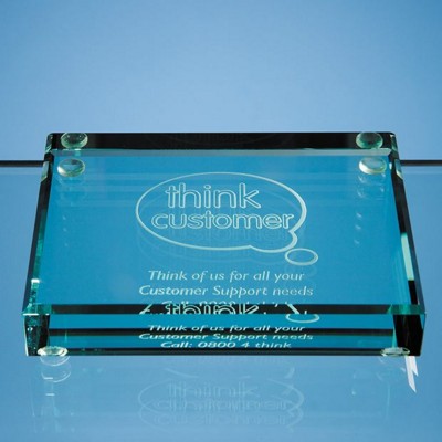 Branded Promotional 10CM JADE GLASS RECTANGULAR PAPERWEIGHT Paperweight From Concept Incentives.