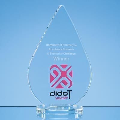 Branded Promotional 18X11CM CLEAR TRANSPARENT GLASS TEAR DROP AWARD Award From Concept Incentives.