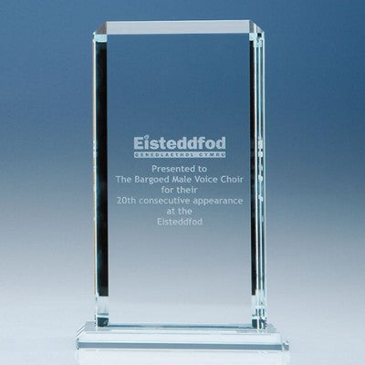 Branded Promotional 23CM CRYSTALEDGE CLEAR TRANSPARENT GLASS ECHO AWARD Award From Concept Incentives.