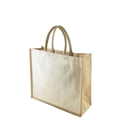 Branded Promotional TANDU 10OZ CANVAS SHOPPER TOTE BAG with Jute Gussets in Natural Bag From Concept Incentives.
