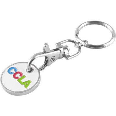 Branded Promotional SOFT ENAMEL TROLLEY COIN Keyring From Concept Incentives.