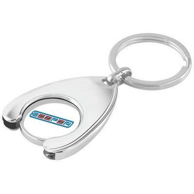 Branded Promotional SOFT ENAMEL TROLLEY COIN in Wishbone Holder Keyring From Concept Incentives.