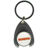 Branded Promotional PRINTED WISHBONE TROLLEY COIN KEYRING Keyring From Concept Incentives.