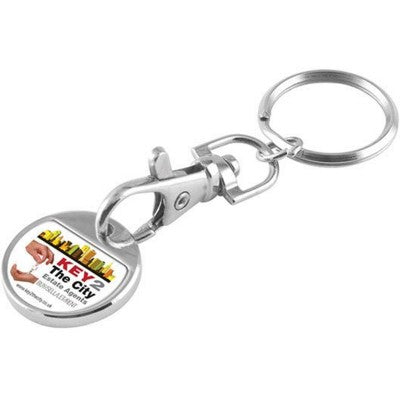 Branded Promotional FULL COLOUR DIGITAL TROLLEY COIN Keyring From Concept Incentives.