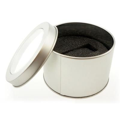 Branded Promotional ROUND METAL TIN FOR USB Presentation Case From Concept Incentives.