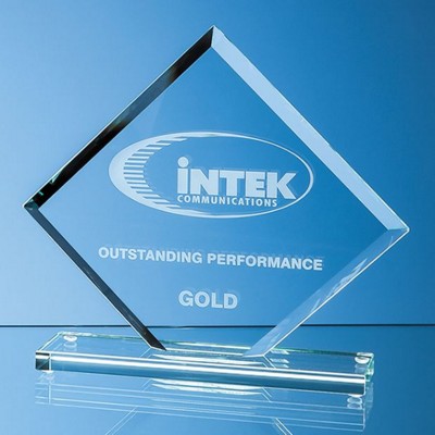 Branded Promotional JADE GLASS FACET CLIPPED SQUARE AWARD Award From Concept Incentives.