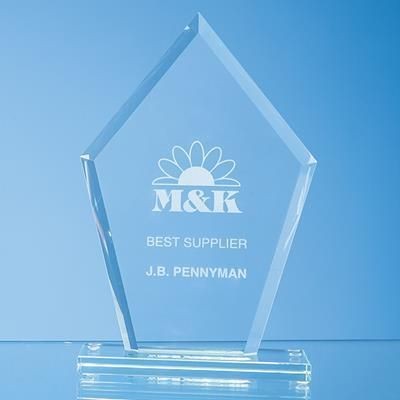 Branded Promotional 26X17CM JADE GLASS BEVELLED EDGE DIAMOND AWARD Award From Concept Incentives.