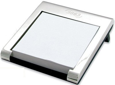 Branded Promotional TORINO METAL PAPER TRAY in Shiny Silver Metal with Black Rubber Base Note Pad From Concept Incentives.