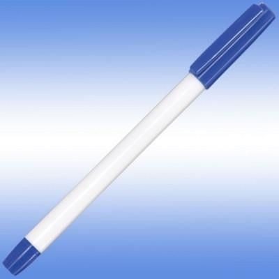 Branded Promotional TOPSTICK BALL PEN in White with Blue Trim Pen From Concept Incentives.