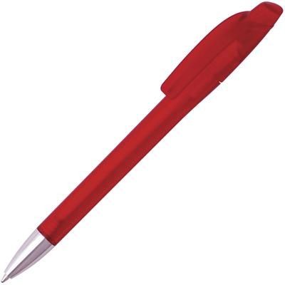 Branded Promotional RACER FROST PLASTIC BALL PEN in Translucent Red Pen From Concept Incentives.