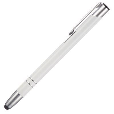 Branded Promotional BECK STYLUS BALL PEN in White Pen From Concept Incentives.