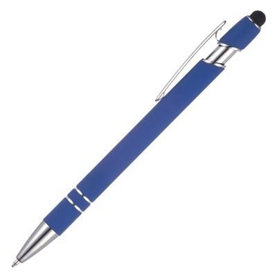 Branded Promotional NIMROD SOFT FEEL BALL PEN in Blue Pen From Concept Incentives.