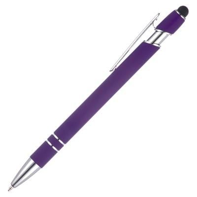 Branded Promotional NIMROD SOFT FEEL BALL PEN in Purple Pen From Concept Incentives.