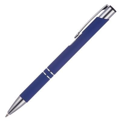 Branded Promotional ALADDIN SOFT FEEL BALL PEN in Blue Pen From Concept Incentives.