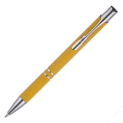 Branded Promotional ALADDIN SOFT FEEL BALL PEN in Yellow Pen From Concept Incentives.