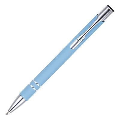 Branded Promotional BECK SOFTFEEL BALL PEN in Light Blue Pen From Concept Incentives.