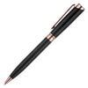 Branded Promotional LYSANDER ROSE GOLD BALL PEN in Black Pen From Concept Incentives.