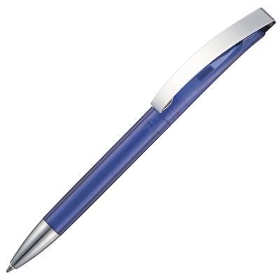 Branded Promotional HYDRA TRANS BALL PEN in Clear Transparent Blue Pen From Concept Incentives.