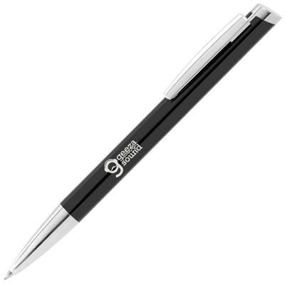 Branded Promotional CLIP-CLIC METAL BALL PEN in Black Pen From Concept Incentives.