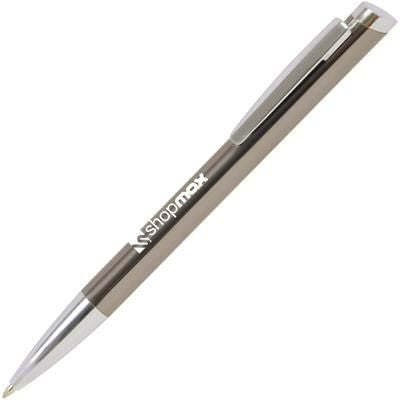 Branded Promotional CLIP-CLIC METAL BALL PEN in Gun Metal Grey Pen From Concept Incentives.