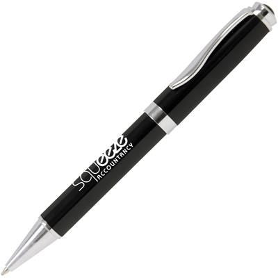 Branded Promotional CONRAN METAL BALL PEN in Black with Silver Chrome Trim Pen From Concept Incentives.