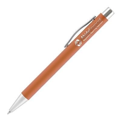 Branded Promotional TRAVIS SOFTFEEL BALL PEN in Orange Pen From Concept Incentives.