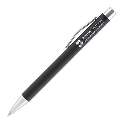 Branded Promotional TRAVIS SOFTFEEL BALL PEN in Black Pen From Concept Incentives.