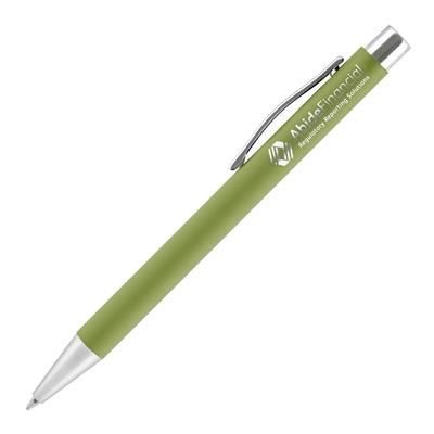 Branded Promotional TRAVIS SOFTFEEL BALL PEN in Green Pen From Concept Incentives.