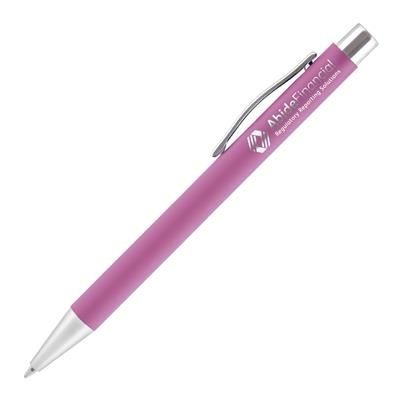 Branded Promotional TRAVIS SOFTFEEL BALL PEN in Pink Pen From Concept Incentives.