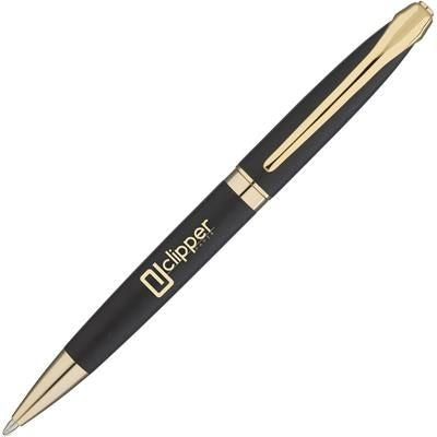 Branded Promotional BALLAD GOLD METAL BALL PEN in Black Pen From Concept Incentives.