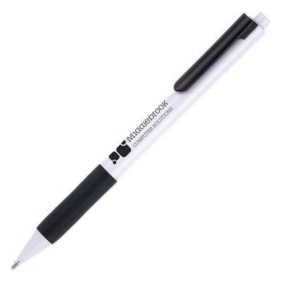 Branded Promotional BUXTON GEL GRIP BALL PEN in Black Pen From Concept Incentives.