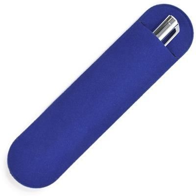 Branded Promotional SINGLE VELVETEEN PEN POUCH in Blue Pen Presentation Pouch From Concept Incentives.