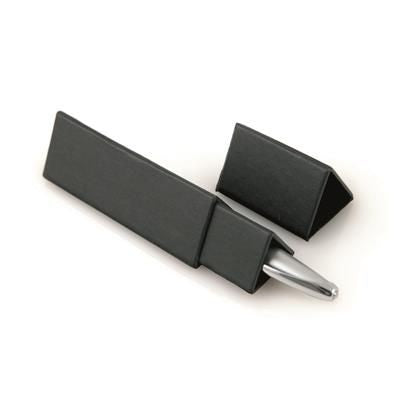 Branded Promotional TRIANGULAR PEN CARD BOX in Black Pen Presentation Box From Concept Incentives.