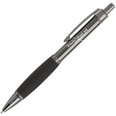 Branded Promotional SAO PAULO METAL BALL PEN in Gun Metal Grey with Black Grip Pen From Concept Incentives.