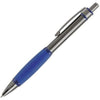 Branded Promotional SAO PAULO METAL BALL PEN in Gun Metal Grey with Blue Grip Pen From Concept Incentives.