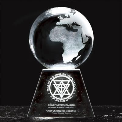 Branded Promotional 80MM GLASS GLOBE Globe From Concept Incentives.