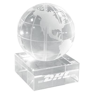 Branded Promotional CRYSTAL GLOBE ON BASE Award From Concept Incentives.