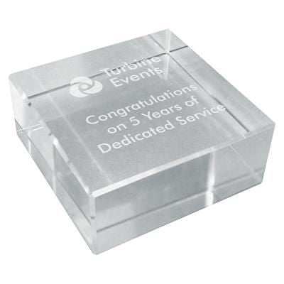 Branded Promotional CRYSTAL CUBE BLOCK PAPERWEIGHT Paperweight From Concept Incentives.