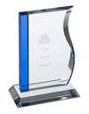 Branded Promotional ARGYLL CLEAR TRANSPARENT CRYSTAL AWARD with One Blue Line Edge Award From Concept Incentives.