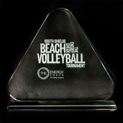 Branded Promotional MEDIUM TRIANGULAR JADE GREEN AWARD Award From Concept Incentives.