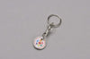 Branded Promotional TROLLEY COIN KEYRING in Silver Metal Keyring From Concept Incentives.