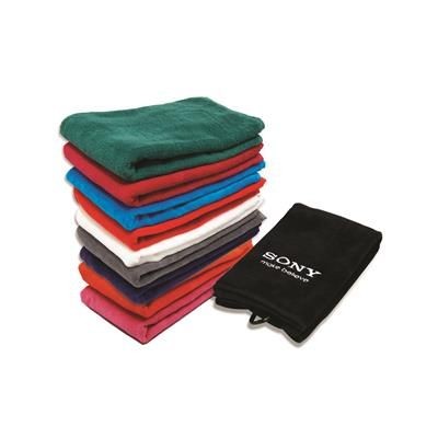 Branded Promotional VELOUR TRI FOLDING EMBROIDERED GOLF TOWEL Golf Towel From Concept Incentives.