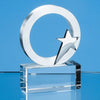 Branded Promotional SILVER STAR & CIRCLE ON OPTICAL CRYSTAL BASE Award From Concept Incentives.