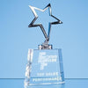 Branded Promotional 19CM SILVER STAR AWARD, MOUNTED ON OPTICAL CRYSTAL TAPERED BASE Award From Concept Incentives.