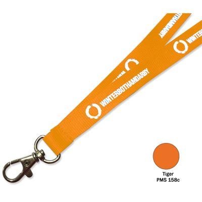 Branded Promotional FLAT POLYESTER LANYARD in Tiger Orange Lanyard From Concept Incentives.