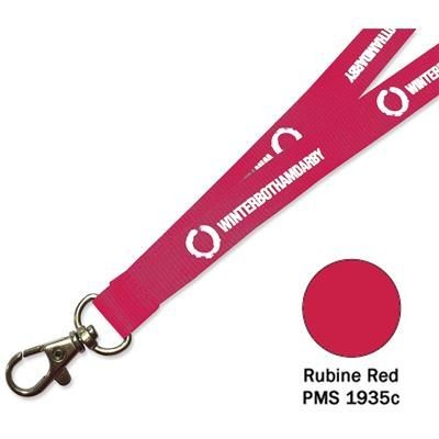 Branded Promotional FLAT POLYESTER LANYARD in Rubine Red Lanyard From Concept Incentives.